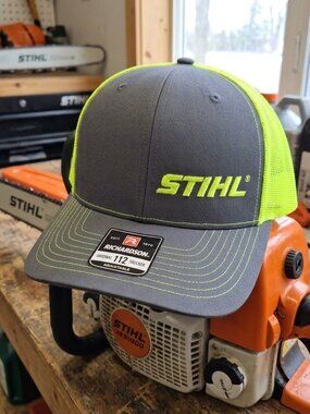 Retro Chainsaw Forestry Hat Charcoal Hi Vis Yellow Richardson 112 Snapback Cap